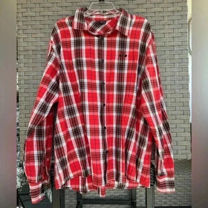 Oakley Men’s Plaid Long Sleeve Button Up Shirt Size XXL Red/Black